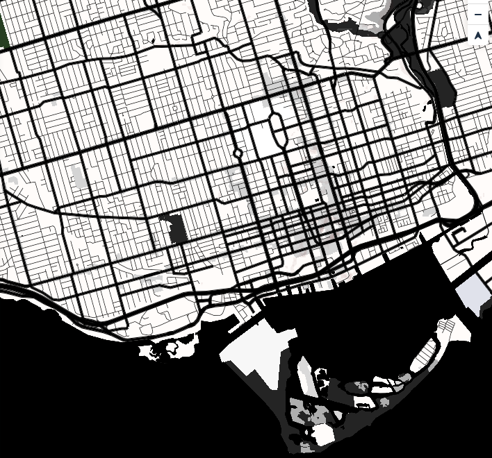 Close-up of downtown Toronto, explored basic black and white style as a base understanding for laser-cutting
