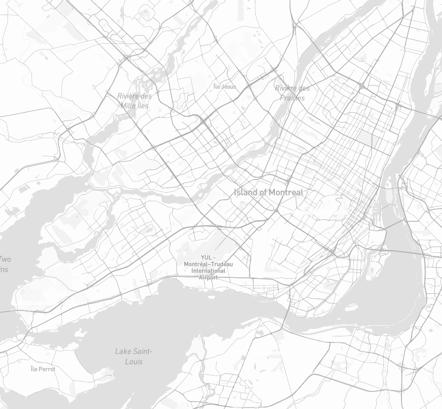 Faded style of Montreal and Laval, expresing land verus shades of nature content