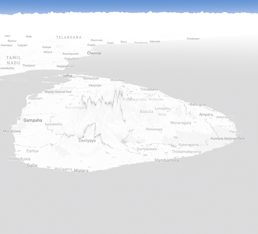 Angled view of the natural terrain of Sri Lanka