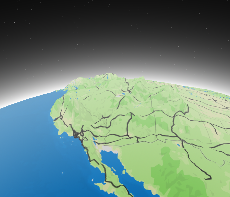 Experiemented with the far western side of North America and the rocky terrain environment the location is in with terrain levels